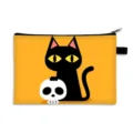 Süße Halloween-Aufbewahrungstasche mit schwarzer Katze und Totenkopf-Aufdruck in Orange - Orange Katze Skelett (04) / Groß (Polyester)
