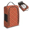 Red plaid portable sneaker storage bag with durable zipper and handle for travel - 1 Piece/Pack / Red Orange Plaid