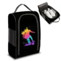 Tragbare Fußballschuh-Reisetasche mit farbenfrohem Aufdruck und atmungsaktivem Netzfach - Fußball Silhouetten Stil (03)