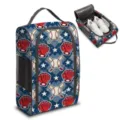Portable travel shoe storage bag with baseball pattern for sports and luggage organization - Dark Blue Plaid Vintage Baseball Style (05)