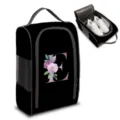 Bolsa de viaje para zapatos de poliéster con diseño floral de la letra E en negro - Estilo Letra E