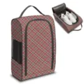 Portable plaid shoe storage bag with breathable mesh and zipper closure - 1 Piece/Pack / Red and Brown Plaid