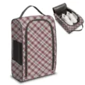 Portable red plaid golf shoe storage bag with durable zipper and mesh side pockets - 1 Piece/Pack / Red White Grey Plaid