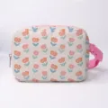 Stylish pink tulip pattern waist bag for women, versatile crossbody chest fanny pack - Off-White Base Print / Tulip Small Floral (01)