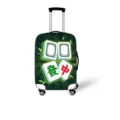 Elastische Kofferhülle mit traditionellem Mahjong-Muster für Reisetrolleys schutz - Größe S (Für 18-20 Zoll Koffer) / Dunkelgrüner Mahjong Druck (13)