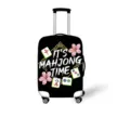 Elastischer Reisekoffer-Schutzbezug mit schwarzem Mahjong-Muster und Kirschblüten - Größe S (Für 18-20 Zoll Koffer) / Schwarzer Mahjong Druck (11)