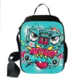 Portable square lunch bag featuring vibrant monster graffiti print and shoulder strap. - Monster Graffiti Style 07