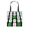 Canvas draagtas met mahjong steen print en zwarte schouderbanden voor winkelen - Stijl 01 (Grote Handtas)