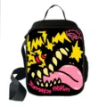Insulated square lunch bag featuring vibrant monster graffiti and shoulder strap - Monster Graffiti Style 02