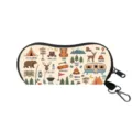 Tragbares Sonnenbrillenetui mit Camping-Muster und Haken - Cremeweiß Farbige Camping Tier Illustration Stil (03)