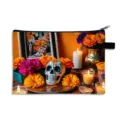 Mexiko Tag der Toten Aufbewahrungstasche mit Zuckerschädel und Ringelblumen-Print - Altaropfer-Szene-02 / Groß-Polyester-Stil