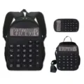 Kreatives 3-teiliges schwarzes Rucksack-Set mit Taschenrechner-Print für Schulkinder - 12-Stelliger Display-Taschenrechner Stil / Rucksack+Lunchtasche+Federmäppchen(3er Set)