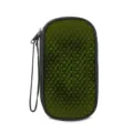 Portable dark green textured travel electronics organizer bag for cables and chargers - 19.5*10.5*4.5cm / Dark Green Lattice Print