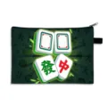 Large capacity mahjong print canvas makeup pouch for lipstick and coin storage - Style 16