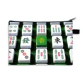 Mahjong print makeup pouch with zipper closure for travel storage and organization - Style 01 / Large Coin Purse (Polyester)