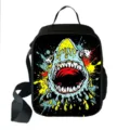 Square insulated lunch bag with monster graffiti print and adjustable crossbody strap - Monster Graffiti Style 08