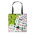 Duurzame canvas draagtas met Mahjong-print, grote capaciteit voor winkelen en boeken - Stijl 06 (Grote Handtas)