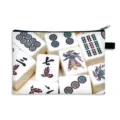 Mahjong print makeup bag with large capacity for cosmetics and coins - Style 02 / Large Coin Purse (Polyester)