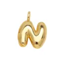 Gold Plated Balloon Letter N Pendant Necklace, Smooth Finish Hip Hop Clavicle Chain. - Letter N