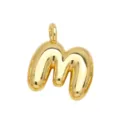 Gold Puffy Letter M Pendant 18K Gold Plated Copper Alphabet Charm Necklace Item - M