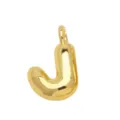 Gold 18K Plated Puffy Bubble Letter J Pendant Charm Smooth Glossy Fashion Jewelry Gift - Letter J