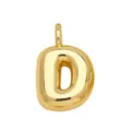 Gold letter D bubble pendant, shiny metallic finish pendant necklace variant charm jewelry item. - Letter D