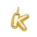 18K Gold Plated Puffy Letter K Pendant Glossy Bubble Alphabet Charm Necklace Accessory - Letter K