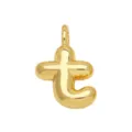 18K Gold Plated Bubble Letter T Pendant Charm Cute Glossy Alphabet Necklace Jewelry - Letter T
