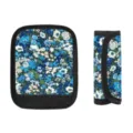 Protector de asa de equipaje con estampado floral azul para bolsas de viaje y cochecitos - Floral Azul