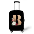 Copertura elastica nera per valigie con elegante stampa floreale della lettera B - Taglia S / 02 Stile Stampato Alfabeto B