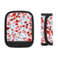 Florale Koffergriff-Hülle mit rotem Blumenmuster für Reisetaschen und Trolleys, weiches Material - Rot Floral / Filzmaterial