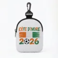 Portable earphone storage pouch with Ivory Coast flag and 2026 football design theme - Oval-Ivory Coast