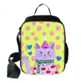 Cartoon cat insulated lunch bag with crossbody strap for students - Cherry Purple Cat Print (04)