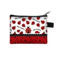 Cute children's portable coin purse featuring a red ladybug print and black polka dots - Ladybug Polka Dot Style (01) / Red White