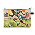 Large capacity student pencil case featuring a colorful geometric football player illustration - Large - Polyester / Style 01