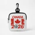 Compact 2026 World Cup Canada flag soccer storage pouch for earphones and coins - Square-Canada