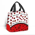 Borsa termica per il pranzo con stampa a coccinella, grande capacità e due manici - Stile Patchwork con Stampa Coccinella (04) / Coccinella Grande Rosso Bianco
