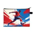 Large capacity soccer player art print rectangular pencil case and coin pouch for students - Large - Polyester / Style 02
