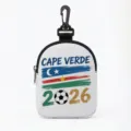 Compact portable earphone case featuring Cape Verde 2026 soccer national flag print - Oval-Cape Verde