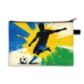 Large capacity soccer theme pencil case with artistic splash design and zipper closure - Large - Polyester / Style 04