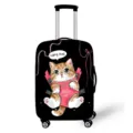 Copertura elastica resistente per valigia con simpatico gatto dei cartoni animati - Taglia S / Gatto Con Bretelle Rosa (02)