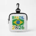 Portable Brazil flag 2026 football theme small earphone storage pouch bag - Square-Brazil