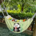 Cute light green panda print car seat back storage bag for organizing travel items - Panda Eating Apple / 60*37*30cm