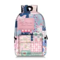 Zaino stile cottagecore con motivi floreali a patchwork e farfalla per studenti - Dolce Plaid Pizzo Ciliegia (02)