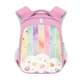 Kinderrucksack 14 Zoll in Rosa mit farbenfrohem Regenbogen- und Herzmuster für die Schule - 14 Zoll Reflektierender Rucksack (03) / Rosa Regenbogenstreifen Mit Herzen (03)