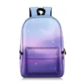 Großer lila Schulrucksack mit Farbverlauf und Mond- und Sterne-Muster für Schüler - Blau Violett Verlauf Mond Sterne Druck