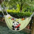 Adorable green panda car seat back storage bag with portable hammock snack pouch - Panda with Tanghulu / 60*37*30cm