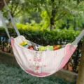 Adorable pink cartoon bunny car storage bag hammock for SUV interior hanging organizer - Pink White Striped Rabbit Style / 60x37x30cm