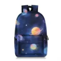 Träumerischer Galaxie-Print Schulrucksack mit großer Kapazität und Design. - Dunkelblau Kosmischer Planeten Druck
