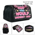 Multi-view black K-pop themed flip pencil case with double zippers and large capacity storage. - Style 03 (Headphone & Notes)